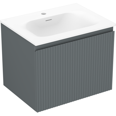 Mexen Rivel koupelnová skříňka 60 cm s umyvadlem Vela, 1 zásuvka, rýhovaná, grafit mat/bílá mat