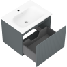 Mexen Rivel koupelnová skříňka 60 cm s umyvadlem Vela, 1 zásuvka, rýhovaná, grafit mat/bílá mat