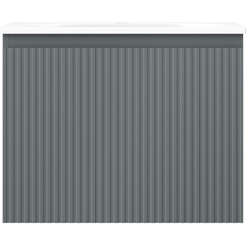 Mexen Rivel koupelnová skříňka 60 cm s umyvadlem Vela, 1 zásuvka, rýhovaná, grafit mat/bílá mat