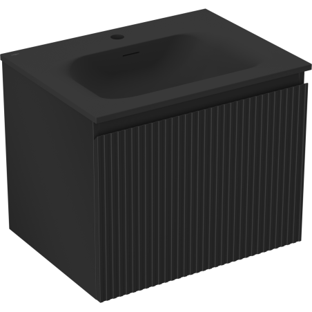Mexen Rivel koupelnová skříňka 60 cm s umyvadlem Vela, 1 zásuvka, drážkovaná, černá mat - 91A20-06047-1-BF71-W23M71