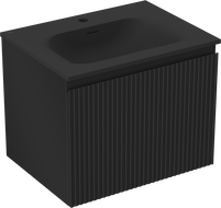 Mexen Rivel koupelnová skříňka 60 cm s umyvadlem Vela, 1 zásuvka, drážkovaná, černá mat - 91A20-06047-1-BF71-W23M71