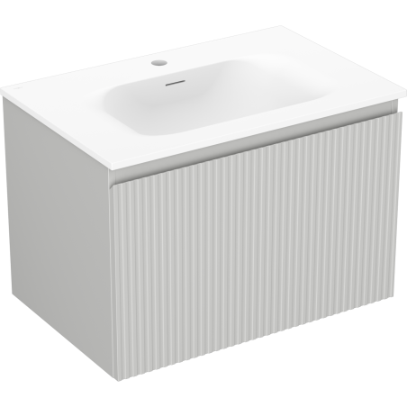 Mexen Rivel koupelnová skříňka 70 cm s umyvadlem Vela, 1 zásuvka, drážkovaná, šedá mat/bílá mat - 91A20-07047-1-BF62-W23M01