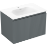Mexen Rivel koupelnová skříňka 70 cm s umyvadlem Vela, 1 zásuvka, drážkovaná, grafit mat/bílá mat - 91A20-07047-1-BF66-W23M01