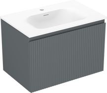 Mexen Rivel koupelnová skříňka 70 cm s umyvadlem Vela, 1 zásuvka, drážkovaná, grafit mat/bílá mat - 91A20-07047-1-BF66-W23M01