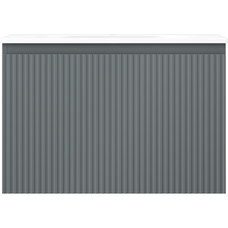 Mexen Rivel koupelnová skříňka 70 cm s umyvadlem Vela, 1 zásuvka, drážkovaná, grafit mat/bílá mat - 91A20-07047-1-BF66-W23M01