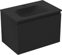 Mexen Rivel koupelnová skříňka 70 cm s umyvadlem Vela, 1 zásuvka, drážkovaná, černá mat - 91A20-07047-1-BF71-W23M71