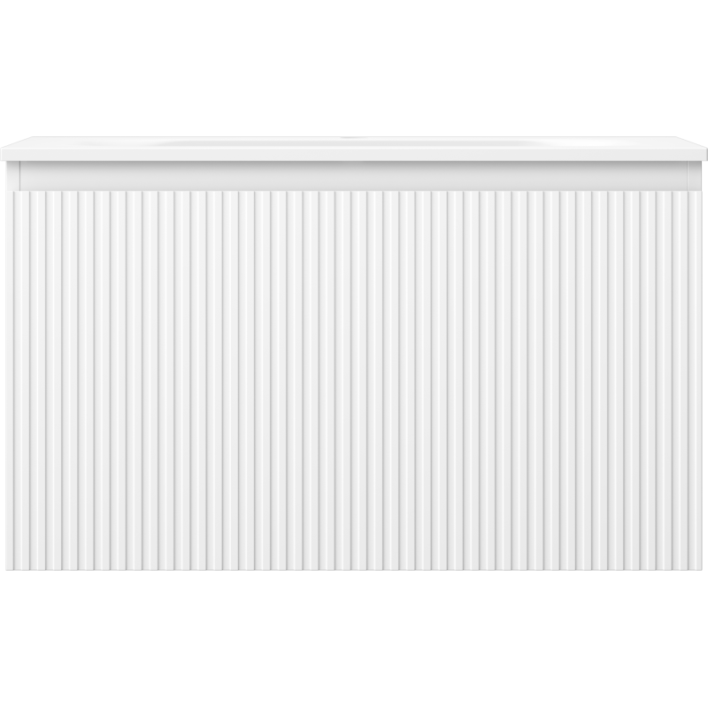 Mexen Rivel koupelnová skříňka 80 cm s umyvadlem Vela, 1 zásuvka, vdrážkovaná, bílá mat - 91A20-08047-1-BF01-W23M01