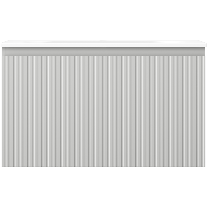 Mexen Rivel koupelnová skříňka 80 cm s umyvadlem Vela, 1 zásuvka, drážkovaná, šedá matná/bílá matná - 91A20-08047-1-BF62-W23M01