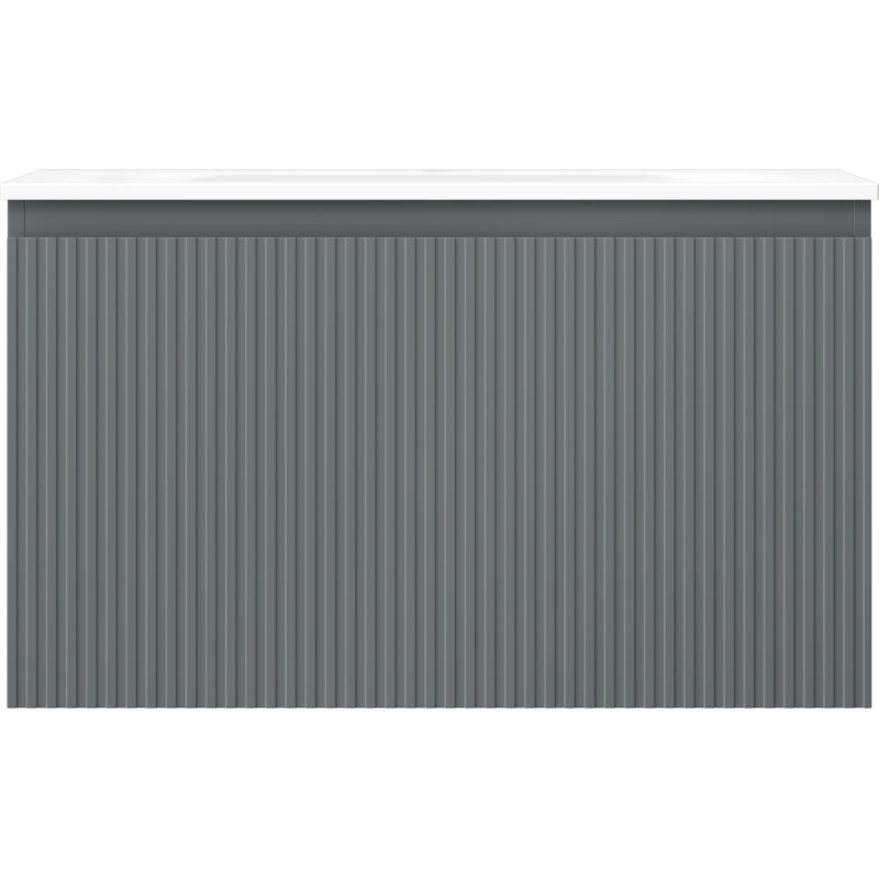 Mexen Rivel koupelnová skříňka 80 cm s umyvadlem Vela, 1 zásuvka, rýhovaná, grafit mat/bílá mat - 91A20-08047-1-BF66-W23M01