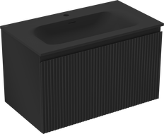 Mexen Rivel koupelnová skříňka 80 cm s umyvadlem Vela, 1 zásuvka, drážkovaná, černá matná - 91A20-08047-1-BF71-W23M71