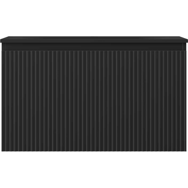 Mexen Rivel koupelnová skříňka 80 cm s umyvadlem Vela, 1 zásuvka, drážkovaná, černá matná - 91A20-08047-1-BF71-W23M71