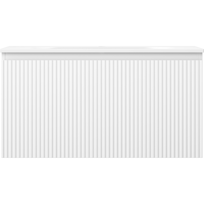 Mexen Rivel koupelnová skříňka 90 cm s umyvadlem Vela, 1 šuplík, drážkovaná, bílá mat - 91A20-09047-1-BF01-W23M01