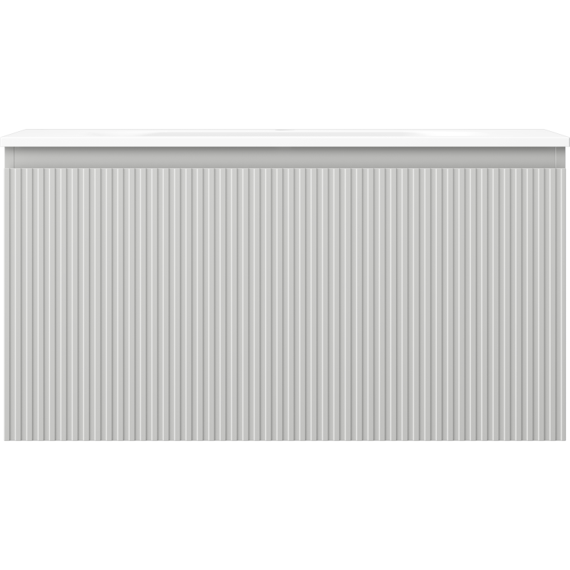 Mexen Rivel koupelnová skříňka 90 cm s umyvadlem Vela, 1 zásuvka, drážkovaná, šedá mat/bílá mat - 91A20-09047-1-BF62-W23M01