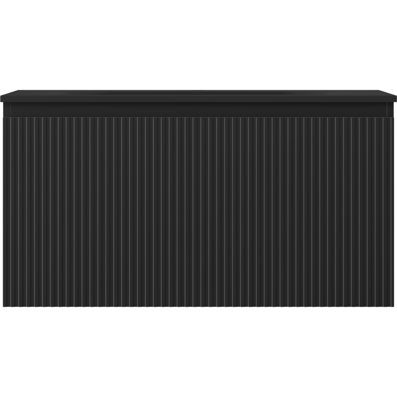 Mexen Rivel koupelnová skříňka 90 cm s umyvadlem Vela, 1 zásuvka, drážkovaná, černý mat - 91A20-09047-1-BF71-W23M71