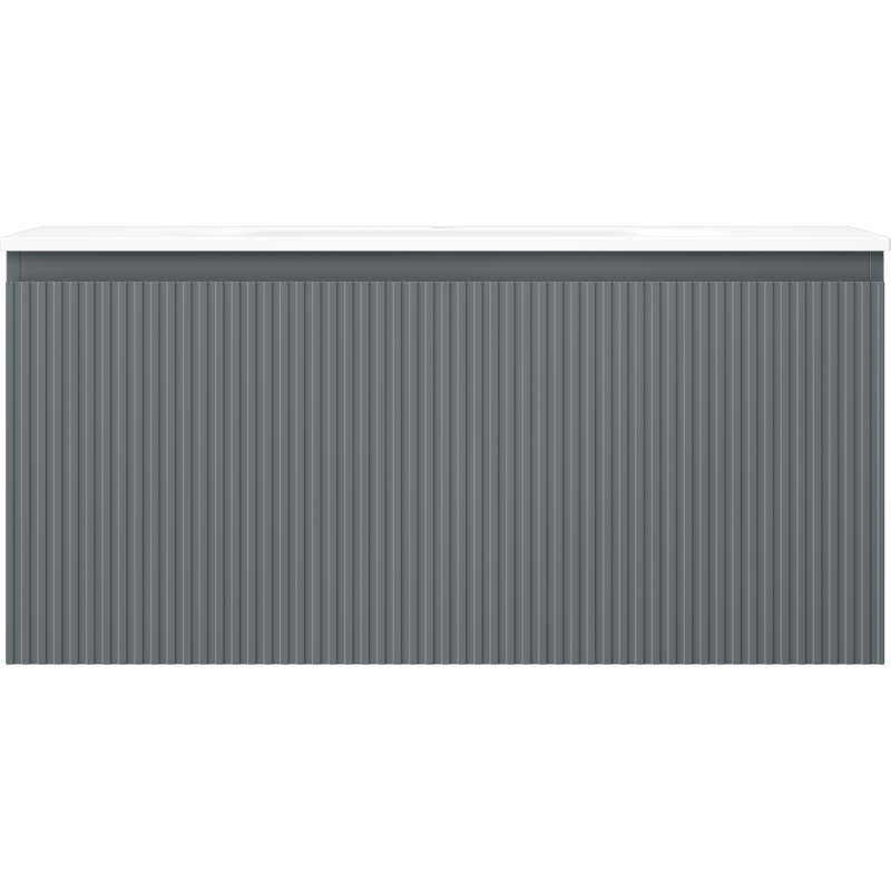 Mexen Rivel koupelnová skříňka 100 cm s umyvadlem Vela, 1 zásuvka, rýhovaná, grafit mat/bílá mat - 91A20-10047-1-BF66-W23M01