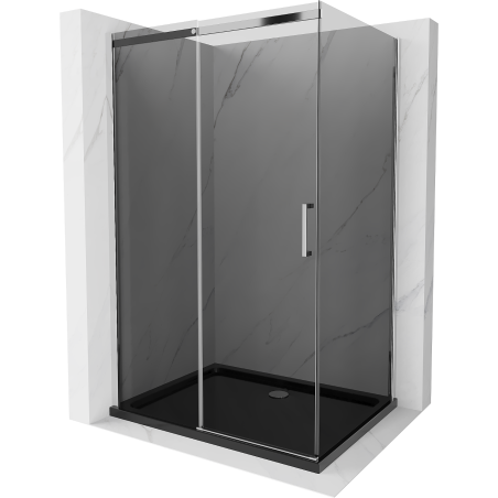 Mexen Omega posuvná sprchová kabina 100 x 80 cm, grafitová, chrom + černá vanička Flat - 825-100-080-01-40-4070
