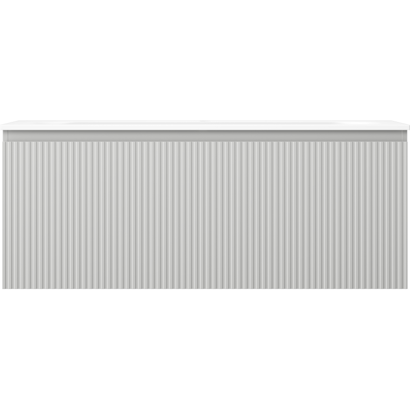 Mexen Rivel koupelnová skříňka 120 cm s umyvadlem Vela, 1 zásuvka, drážkovaná, šedá mat/bílá mat - 91A20-12047-1-BF62-W23M01