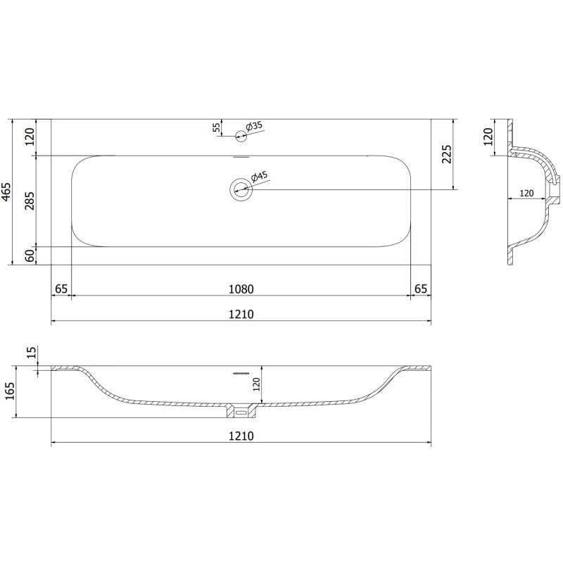 Mexen Rivel koupelnová skříňka 120 cm s umyvadlem Vela, 1 zásuvka, drážkovaná, šedá mat/bílá mat - 91A20-12047-1-BF62-W23M01