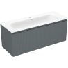 Mexen Rivel koupelnová skříňka 120 cm s umyvadlem Vela, 1 zásuvka, rýhovaná, grafit mat/bílá mat -