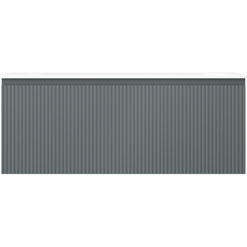 Mexen Rivel koupelnová skříňka 120 cm s umyvadlem Vela, 1 zásuvka, rýhovaná, grafit mat/bílá mat -