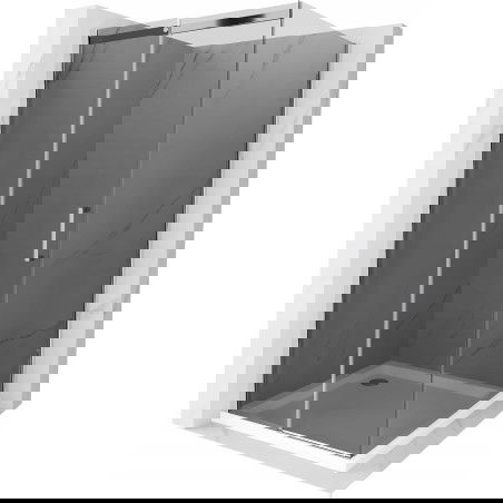 Mexen Omega posuvná sprchová kabina 100 x 100 cm, grafit, chrom + sprchová vanička Flat, bílá - 825-100-100-01-40-4010