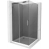 Mexen Omega posuvná sprchová kabina 100 x 100 cm, grafitová, chrom + vanička Flat, bílá - 825-100-100-01-40-4010