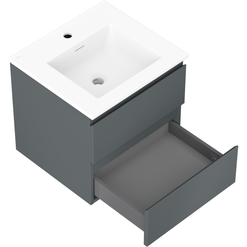 Mexen Orio koupelnová skříňka 50 cm s umyvadlem Otis, 2 zásuvky, grafit mat/bílá mat - 91A10-05047-2-BFF66-W18M01