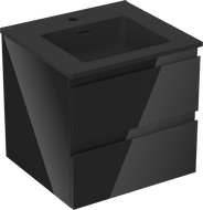 Mexen Orio koupelnová skříňka 50 cm s umyvadlem Otis, 2 zásuvky, černý lesk/černý mat - 91A10-05047-2-BFF70-W18M71