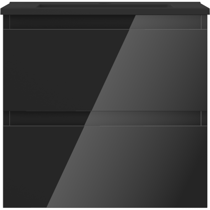 Mexen Orio koupelnová skříňka 50 cm s umyvadlem Otis, 2 zásuvky, černý lesk/černý mat - 91A10-05047-2-BFF70-W18M71