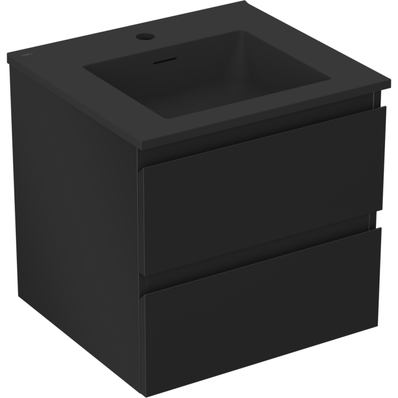 Mexen Orio koupelnová skříňka 50 cm s umyvadlem Otis, 2 zásuvky, černá mat - 91A10-05047-2-BFF71-W18M71