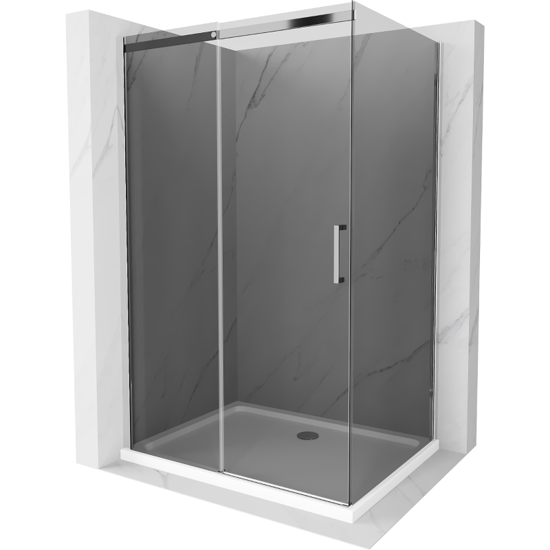 Mexen Omega posuvná sprchová kabina 110 x 90 cm, grafit, chrom + plochá vanička, bílá - 825-110-090-01-40-4010