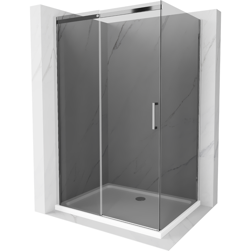 Mexen Omega sprchový kout posuvný 110 x 90 cm, grafit, chrom + sprchová vanička Flat, bílá - 825-110-090-01-40-4010