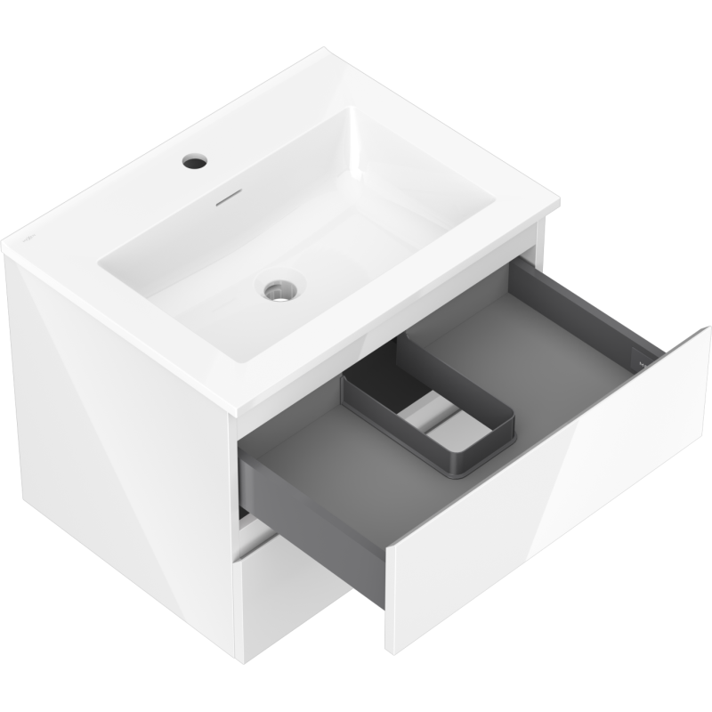 Mexen Orio koupelnová skříňka 60 cm s umyvadlem Otis, 2 zásuvky, bílý lesk - 91A10-06047-2-BFF00-W18M00