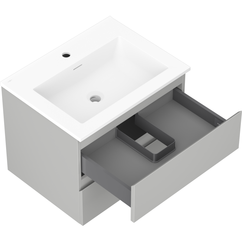 Mexen Orio koupelnová skříňka 60 cm s umyvadlem Otis, 2 zásuvky, šedá mat/bílá mat - 91A10-06047-2-BFF62-W18M01