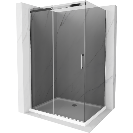 Mexen Omega posuvná sprchová kabina 120 x 90 cm, grafit, chrom + sprchová vanička Flat, bílá - 825-120-090-01-40-4010