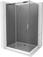 Mexen Omega sprchový kout posuvný 120 x 100 cm, grafit, chrom + vanička Flat, bílá - 825-120-100-01-40-4010