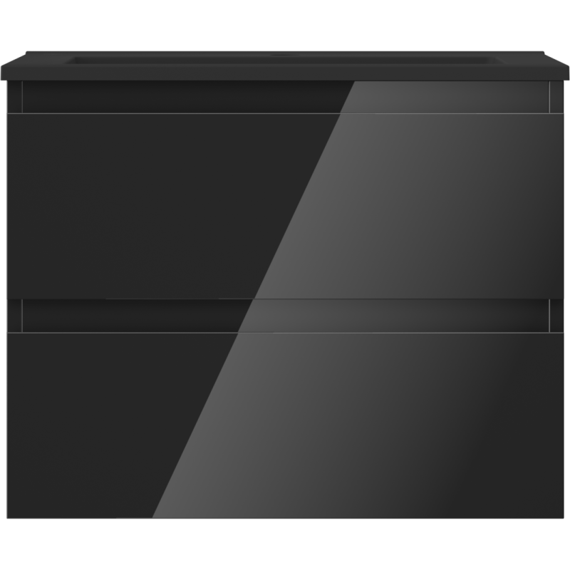 Mexen Orio koupelnová skříňka 60 cm s umyvadlem Otis, 2 zásuvky, černý lesk/černý mat - 91A10-06047-2-BFF70-W18M71