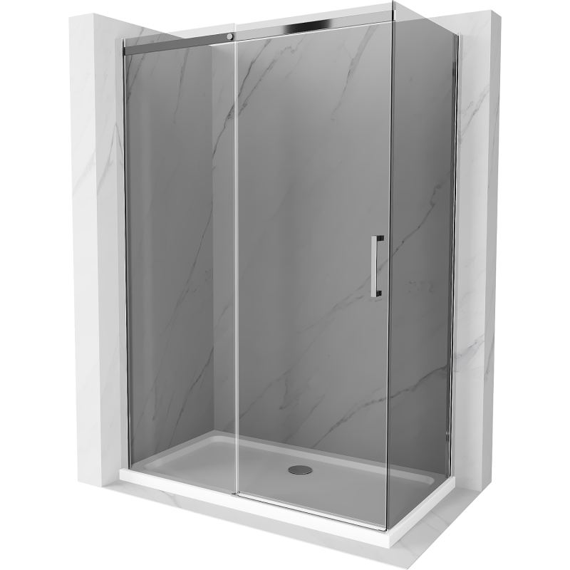 Mexen Omega sprchová kabina posuvná 130 x 70 cm, grafitová, chrom + vanička Flat, bílá - 825-130-070-01-40-4010