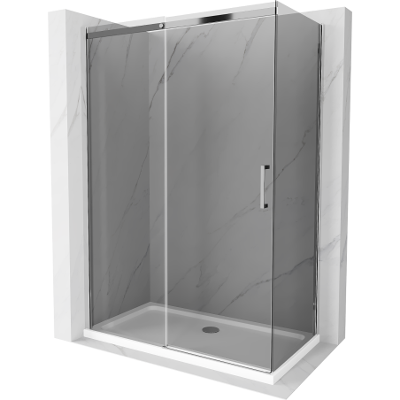 Mexen Omega sprchová kabina posuvná 130 x 70 cm, grafitová, chrom + vanička Flat, bílá - 825-130-070-01-40-4010