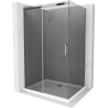 Mexen Omega posuvná sprchová kabina 130 x 80 cm, grafit, chrom + sprchová vanička Flat, bílá - 825-130-080-01-40-4010
