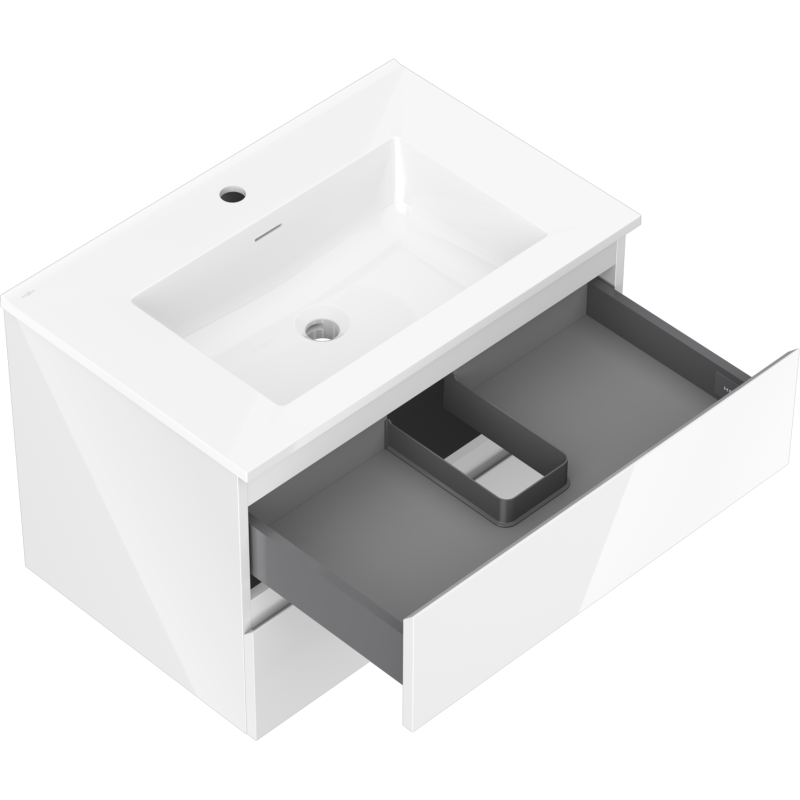 Mexen Orio koupelnová skříňka 70 cm s umyvadlem Otis, 2 zásuvky, lesklá bílá - 91A10-07047-2-BFF00-W18M00