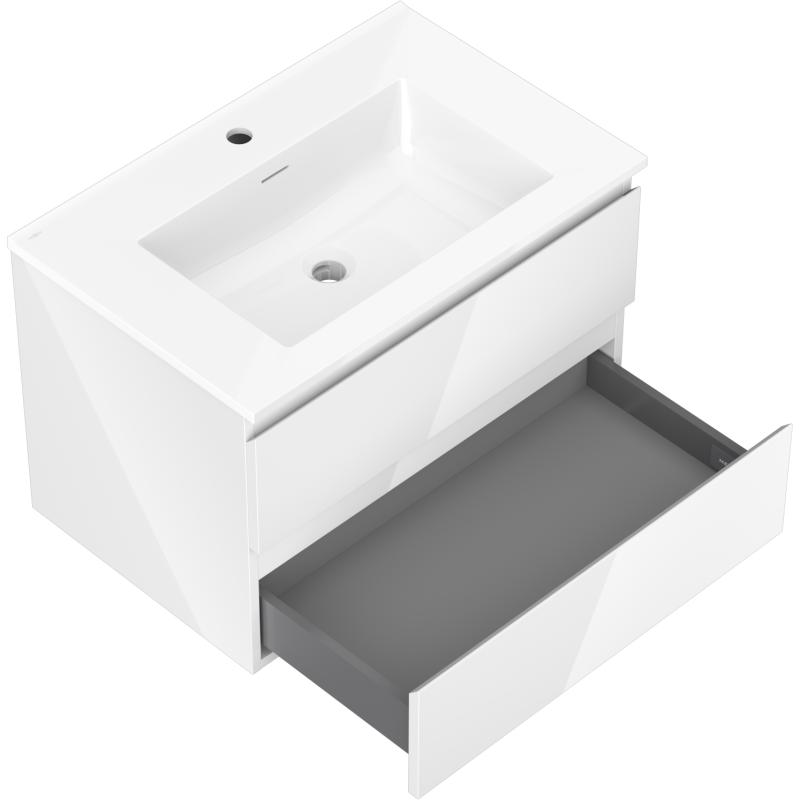 Mexen Orio koupelnová skříňka 70 cm s umyvadlem Otis, 2 zásuvky, lesklá bílá - 91A10-07047-2-BFF00-W18M00