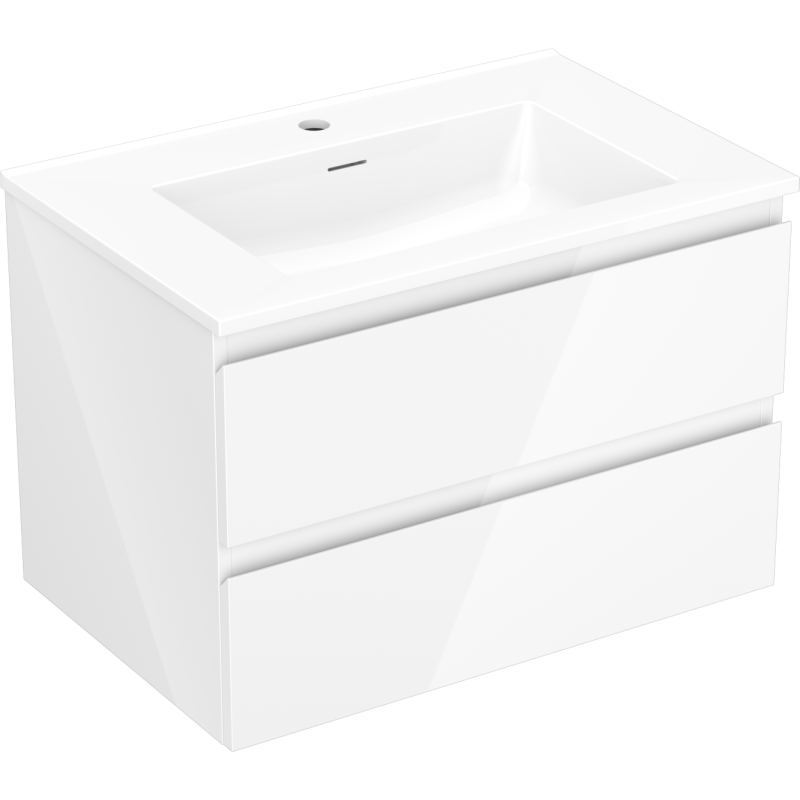 Mexen Orio koupelnová skříňka 70 cm s umyvadlem Otis, 2 zásuvky, lesklá bílá - 91A10-07047-2-BFF00-W18M00