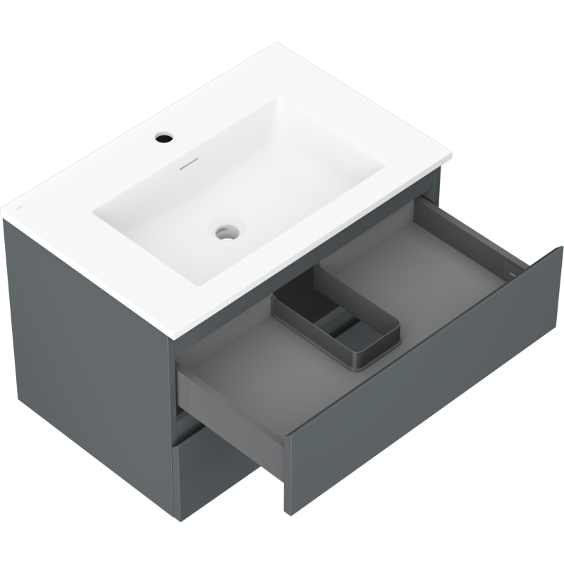 Mexen Orio koupelnová skříňka 70 cm s umyvadlem Otis, 2 zásuvky, grafit mat/bíla mat - 91A10-07047-2-BFF66-W18M01