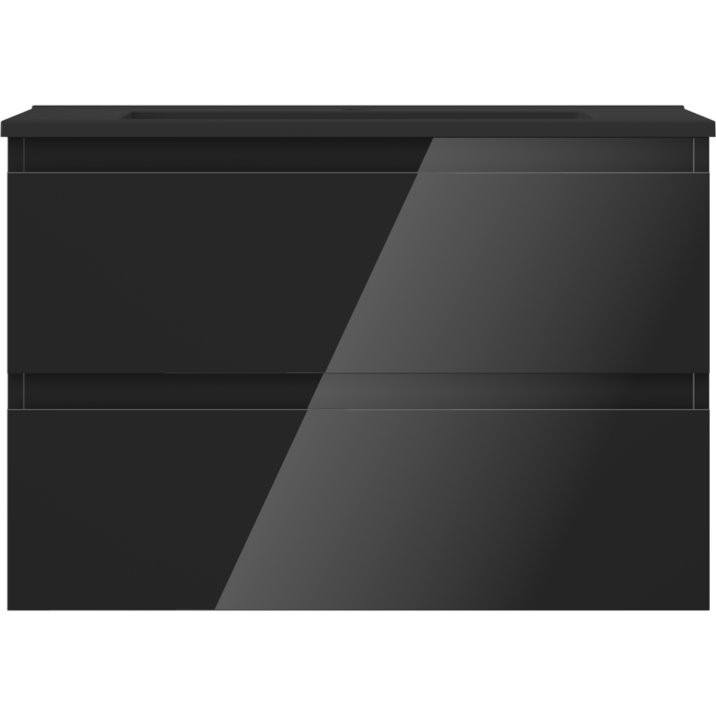 Mexen Orio koupelnová skříňka 70 cm s umyvadlem Otis, 2 zásuvky, černý lesk/černý mat - 91A10-07047-2-BFF70-W18M71
