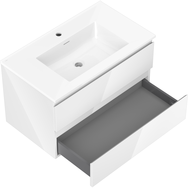 Mexen Orio koupelnová skříňka 80 cm s umyvadlem Otis, 2 zásuvky, bílý lesk - 91A10-08047-2-BFF00-W18M00