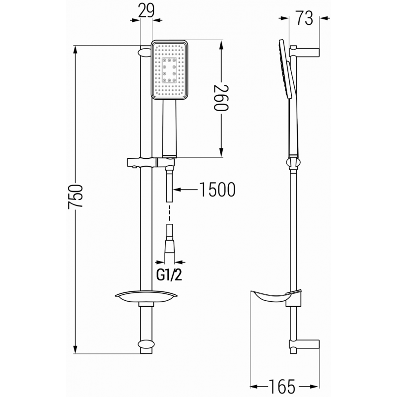 Mexen DB54 posuvná sprchová sada, černá/chrom - 785544584-17