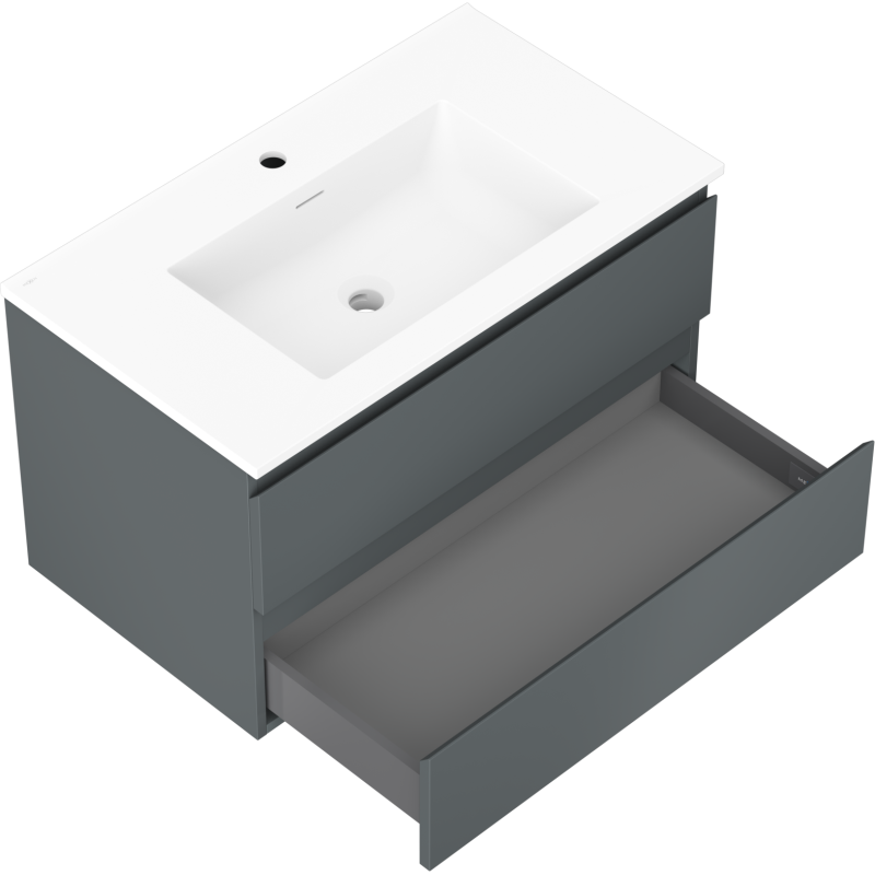 Mexen Orio koupelnová skříňka 80 cm s umyvadlem Otis, 2 zásuvky, grafit mat/bílá mat - 91A10-08047-2-BFF66-W18M01