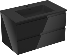 Mexen Orio koupelnová skříňka 80 cm s umyvadlem Otis, 2 zásuvky, černý lesk/černý mat - 91A10-08047-2-BFF70-W18M71