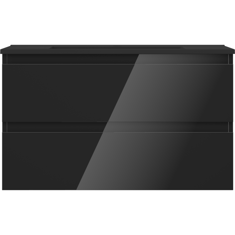 Mexen Orio koupelnová skříňka 80 cm s umyvadlem Otis, 2 zásuvky, černý lesk/černý mat - 91A10-08047-2-BFF70-W18M71